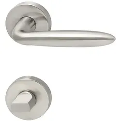 MARCHESI Drückergarnitur VERONESE - WC auf Rosette - Türsicherungen aus Edelstahl mit fest drehbarem Design und Rückholfeder, ideal für moderne Badezimmer. Stilvolle matte Oberfläche und einfache Installation.