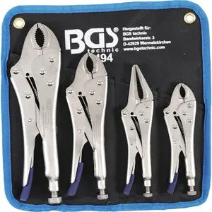 BGS-technic Gripzange 494, 4-teiliges Set, 140-220 mm, halbrund, gerade, Spannweite 25-40 mm