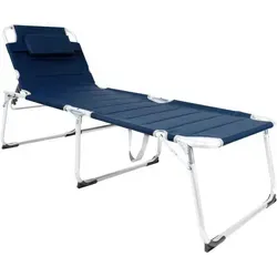 XXL Sonnenliege Gartenliege aus Aluminium - Klappbare Gartenliege mit Sonnendach und gepolstertem Komfort, ideal für entspannte Stunden im Freien. Maße: L200xB70cm, Farbe: Dunkelblau.