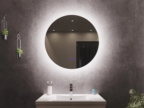 Magnolia Home LED-Lichtspiegel Runder LED Spiegel 70cm mit Touch Bedienung, Wandhängend