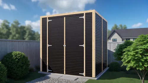 Gartenhaus Bertilo Cubico 3 Fineline 208 x 212 cm schwarz - Hochwertiges Gartenhaus mit Flachdach, aus robustem Holz in elegantem Schwarz, ideal für die stilvolle Aufbewahrung im Garten.