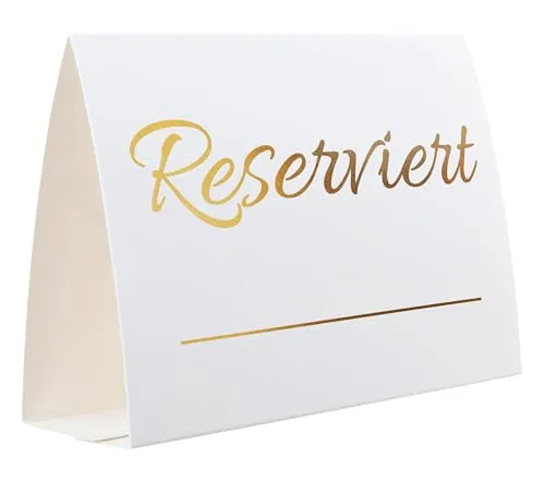 20er-Pack 14x10cm moderne weiße Tisch reserviert-Schilder mit goldenen Buchstaben – Reserviert-Schilder für Hochzeiten – Hochzeitszubehör