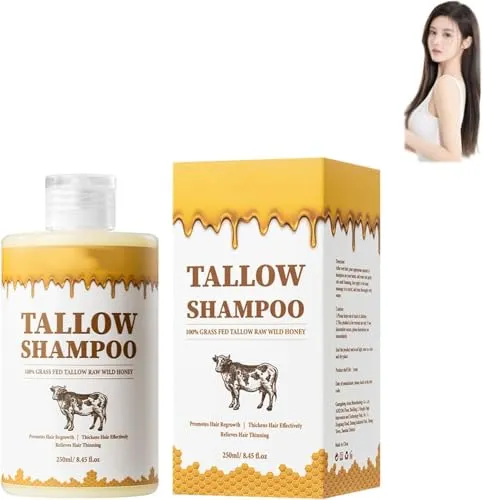 Talg-Shampoo- und Spülungs-Set, Natürliches Talg-Haarpflegeset, Repariert trockenes, strapaziertes Haar, Stellt Geschmeidigkeit und Glanz wieder her, Nährt und kontrolliert Fett, Stärkt und stärkt da