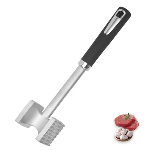 HingtTraum Fleischklopfer Edelstahl 27 cm – Doppelseitiger Schnitzelklopfer aus rostfreiem Stahl – Antihaft Meat Tenderizer für Steak, Koteletts, Schwein & Huhn