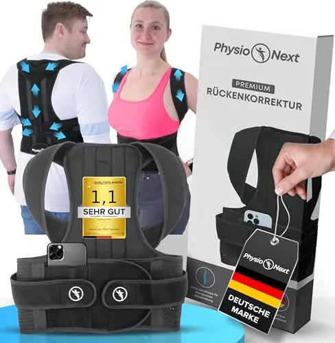 PhysioNext Rückenkorrektor Rückenstützgürtel Damen & Herren – Rücken Geradehalter, atmungsaktiv & verstellbar für Alltag & Büro (XL)
