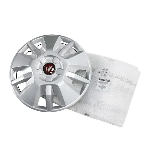FIAT Radkappe 15 Zoll Silber mit rotem Emblem - Radkappen für Fiat Ducato 250 ab 2014, mit robustem Spannring zur sicheren Befestigung und stilvollem Design.