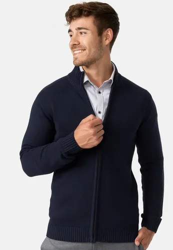 Indicode Sweatjacke INLut, Navy - Nachhaltig und Stylisch - Jacke aus 70% recycelter Baumwolle für umweltbewusste Mode, ideal für einen lässigen Look in der Saison 2023/2024.