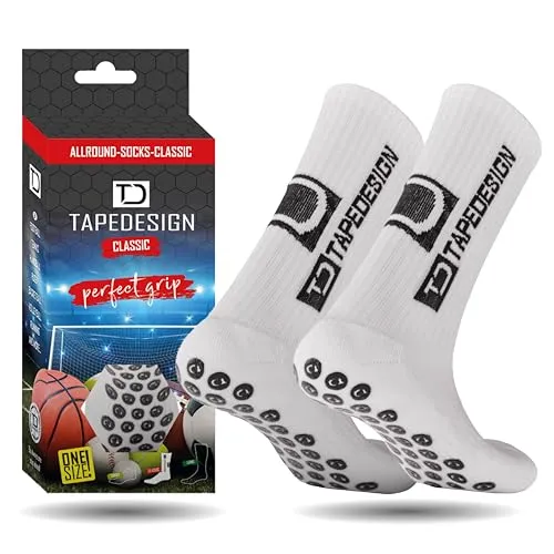 Tapedesign Unisex Allround Classic Socken - Sportsocken mit High Tech Grip Technologie für unvergleichlichen Tragekomfort, ideal für jede Sportart, aus hochwertigem Material wie Nylon, Baumwolle, Elasthan und Polyester.