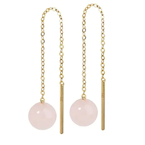 NKlaus Rosenquarz Durchzieher Ohrringe 6mm in Gelbgold 585 in pink von NKlaus
