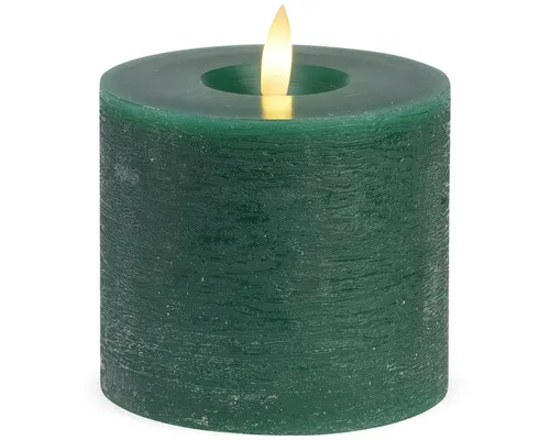 matches21 HOME & HOBBY LED-Kerze LED Stumpen-Kerze Echtwachs-Kerze flackernd, 10x9 cm, grün (1-tlg), Mit beweglicher Flamme, Fernbedienung & Timer für Adventskranz