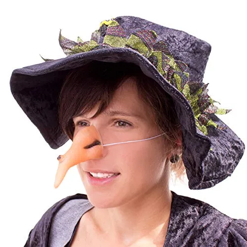 Oblique Unique® Hexennase Lang Hässlich für Halloween Fasching Karneval Hexe Kostüm Zubehör Hakennase mit Gummiband