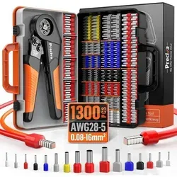 Crimpzange 0,08-16 mm² mit 1300 Aderendhülsen