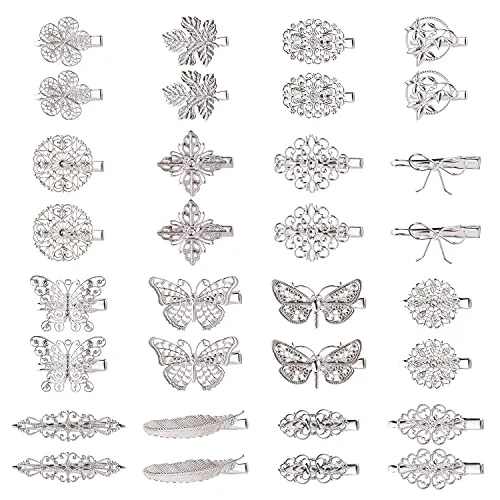 Cinaci 32 Stück/16 Paar Kleine Metall-Haarspangen in silber von Cinaci