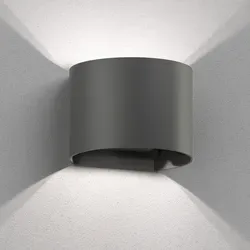 ledscom.de Wandleuchte RUNEL für außen, anthrazit, IP65, Up & Downlight + LED Lampe 596lm, weiß