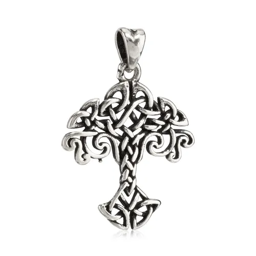 NKlaus Kettenanhänger Baum des Lebens 925 Silber Oxidiert 2cm Knoten Lebensbaum 10673