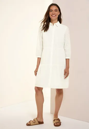 CECIL Midikleid mit Lochstickerei und Volants - Kleider für stilbewusste Frauen, aus 100% Baumwolle, atmungsaktiv und pflegeleicht, ideal für den Alltag und besondere Anlässe.