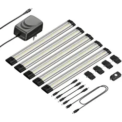 ledscom.de LED Unterbau-Leuchte Siris, Bewegungsmelder, flach, 30cm, je 368lm, warm-weiß, 5er Set