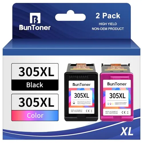 BunToner 305 XL patronen Kompatibel für hp 305 druckerpatronen XL Set für HP DeskJet 2720e 4120e HP Envy 6000 6420e Pro 6430 6432 Drucker(Schwarz，Farbe,2-Pack)
