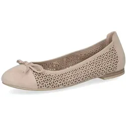 CAPRICE Damen Ballerinas aus Leder mit Lochmuster, Beige (Sand Suede) 37 EU - Hausschuhe mit innovativem MemorySchaumstoff-Fußbett für optimalen Komfort und Gelenkschutz. Ideal für jeden Tag, langlebig und anpassbar durch Wechselfußbett.