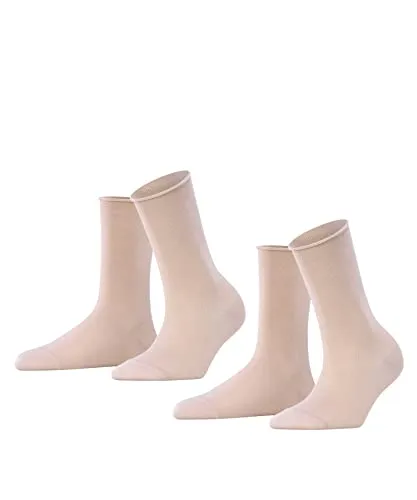 FALKE Damen Socken Happy Double Pack W So Baumwolle einfarbig 2 Paar, Rosa Blossom 8645, 35-38