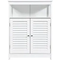 COSTWAY Badezimmer Schrank mit 2 Rollladentüren - Badezimmerschrank aus hochwertigem MDF, stabil und langlebig. Viel Stauraum mit verstellbarem Regal, ideal für Bad, Wohnzimmer oder Schlafzimmer.