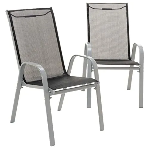 Nexos 2er Set Gartenstuhl Hochlehner anthrazit - Stapelbare Stühle aus pulverbeschichtetem Stahl, ideal für Innen- & Außenbereich. Witterungsbeständig und pflegeleicht, mit Armlehnen für zusätzlichen Komfort.