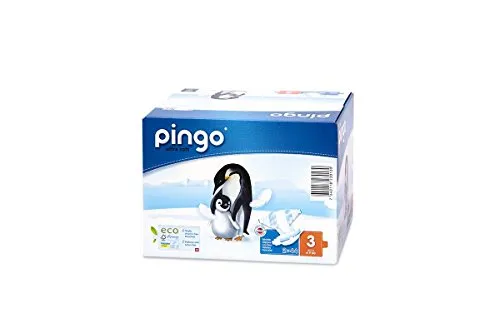 Pingo Windeln, Größe 3, Midi, 2 Packungen mit 44 Stück, 4-9 kg, für Babys, hypoallergen, parfümiert, maximale Absorption, umweltfreundliche Windeln, empfindliche Haut, weiß