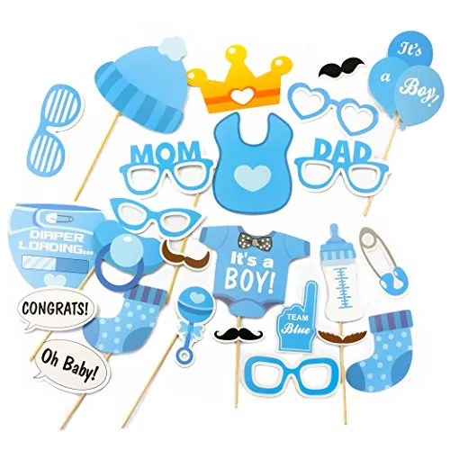 Oblique-Unique® 25 Stück Babydusche Foto Props Baby Flasche Masken Fotorequisiten Neugeborene Junge Partydekoration