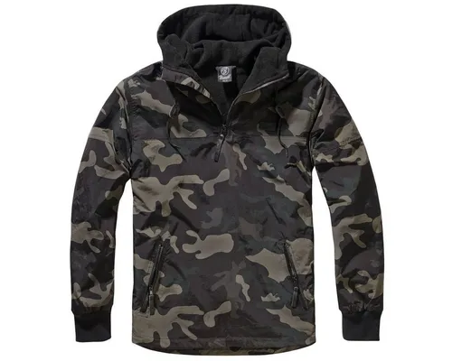 Brandit Luke Windbreaker - Darkcamo 5XL - Funktionsjacken mit modischen Lederdetails, weichem Fleecefutter und Rippbündchen. Ideal für den Herbst und Winter, bietet dieser Windbreaker Komfort und Stil.