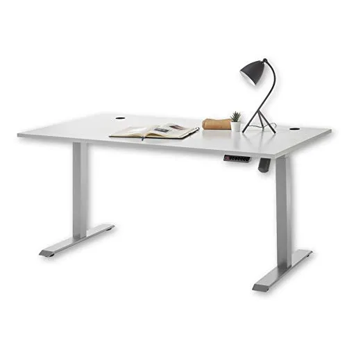 Stella Trading PRONTO höhenverstellbarer Schreibtisch - Lichtgrau - Kinderschreibtisch mit elektrischem Höhenversteller, ideal für ergonomisches Arbeiten von 72-120 cm. Perfekt für modernes Homeoffice mit Kabelmanagement für einen ordentlichen Arbeitsplatz.