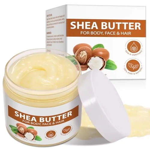 Sheabutter 220g, Shea Butter Creme Rein und Natürlich, Unraffiniert, Vegan für Alle Hauttypen, Haare, Körperbutter