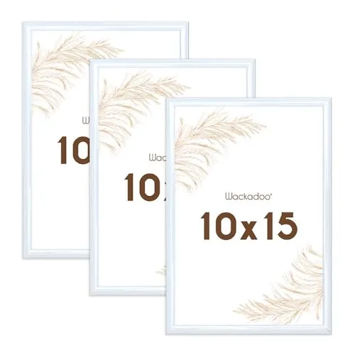Wackadoo Bilderrahmen 10x15 Weiß 3er Set Fotowand Fotorahmen aus leichtem Kunststoff mit Glas Picture frame Poster