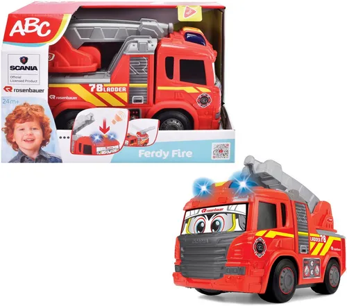 Dickie Toys 204114005 ABC Ferdy Feuerwehr - Schiebefahrzeug für Babys und Kleinkinder ab 2 Jahren, fördert motorische Fähigkeiten und kreatives Spielen