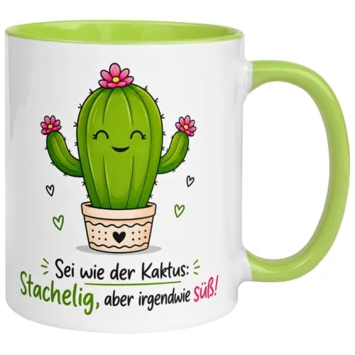 Kaktus Geschenk Tasse | Sei wie der Kaktus in grün von Momentals