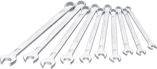 HAZET Ring-Maulschlüssel 600LG/10 - Extra lang und schlank - Werkzeug-Set mit extra langem Ring-Maulschlüssel für optimale Erreichbarkeit und Kraftübertragung, ideal für anspruchsvolle Schraubarbeiten.