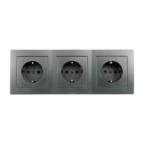 MC Power Steckdosen Set | Flair | Beginner 3S Profi | 4-teilig, anthrazit matt | 3-fach Steckdose mit Klemmanschluss, modernes Design, Unterputz-Montage