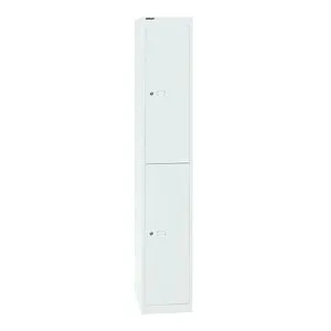 BISLEY Spind verkehrsweiß CLK122696 - Sicherer Kleiderschrank mit 2 Fächern - Kleiderspinde mit 2 Schließfächern, ideal für Schulen und Sportstätten. Robuste Pulverbeschichtung schützt vor Schäden und sorgt für langlebige Nutzung.