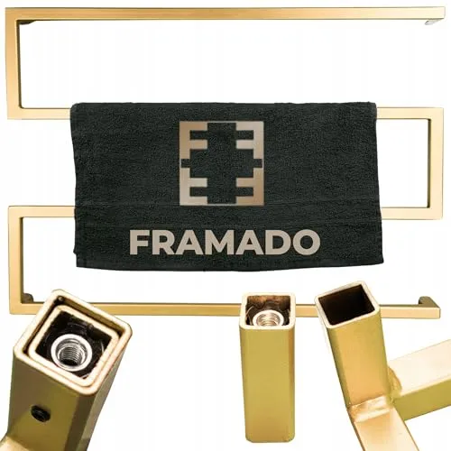 FRAMADO - Handtuchhalter Wand - Badezimmer Handtuchhalter - aus Metall - 70x7x50cm - Gold - Korrosionsbeständig, Modern - Wandhaken zum Schrauben - Zygzak