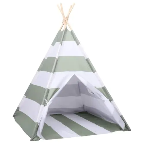 Kindertent Grau und Weiß 120 x 120 x 150 cm aus Massivholz - Stilvolles Spielzelt für Kinder aus robustem Kiefernholz, ideal für drinnen und draußen. Fördert kreatives Spielen und ist ein echter Blickfang im Kinderzimmer oder Garten.
