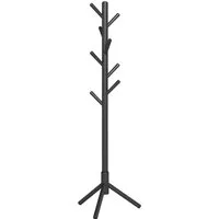 Boxxx Kleiderständer Vasagle - Schwarz, Standfester Jackenhalter aus Hartholz - Garderobenständer aus Kautschukholz, 47x175x47 cm, mit standfesten Füßen für optimale Stabilität und stilvolle Aufbewahrung von Jacken.