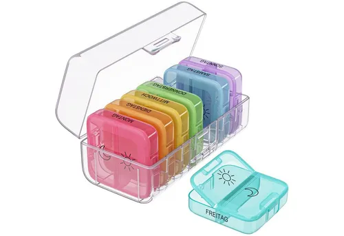 Wellgro Pillendose Große Tablettenbox für 7 Tage