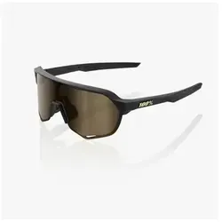 Sportbrille 100% S2 Matte Black mit Soft Gold Mirror Lens - Sportbrillen für optimale Sicht und Komfort, 360-Grad-Sicht dank innovativer Technologie und anpassungsfähiger Linse für wechselnde Lichtverhältnisse.
