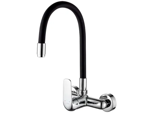 Küchenarmatur Wandmontage ELZA Silber-Schwarz in schwarz von Kolman