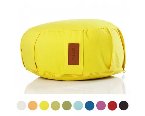 GORILLA SPORTS Bodenkissen Yogakissen - Rund, 100%Baumwolle, Meditationskissen, Sitzhöhe 18cm, Ø 30cm, Sitzkissen, Yoga Bolster, mit Griff, Waschbarer, Farbwahl