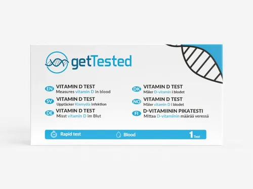 GetTested International AB Nährstoffmangeltest Vitamin D-Test, 1 Messparameter, Testkit, 1-tlg., Vitamin-D-Bluttest für zuhause, Vitamin-D-Bluttest mit Farbkarte