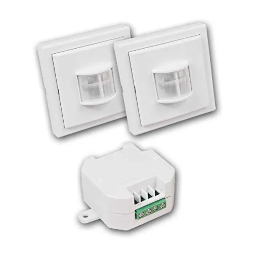 Set Funk-Bewegungsmelder IP20 Comfort – 2x PIR-Bewegungsmelder & 1x Empfänger - Praktisches Set mit 2 PIR-Bewegungsmeldern und einem Empfänger für eine einfache Installation. Ideal für die automatische Lichtsteuerung in Ihrem Zuhause.