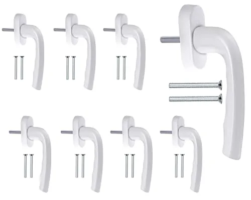 Stahlia Fenstergriffe Weiß (8 Stück) Premium Aluminium Balkontürgriff außen Terrassentür Griff Fensterbeschläge Rasterolive Fenster Ersatzteile