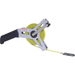 KS-Tools Maßband 300.0050, 30m Stahlband mit Kurbel und Nagelöse - Messgeräte: Robustes 30m Stahlband mit guter Ablesbarkeit, ideal für Bau- und Industrieanwendungen. Praktische Nagelöse für einfache Befestigung.