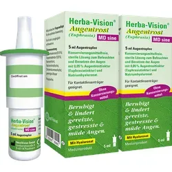 Herba-Vision Augentrost MD Sine 10 ML - Befeuchtende Augentropfen - Arzneimittel zur Linderung trockener und gereizter Augen, ideal für Kontaktlinsenträger. Mit Hyaluronsäure für optimale Benetzung und Tragekomfort.