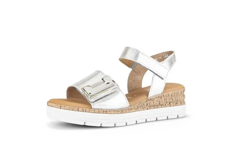 Gabor Sandalen Leder Keilsandalette silberfarben 37,5 EU in silber von Gabor